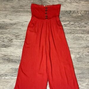 SKY AND SPARROW Tilley's jumpsuit romper ruched wide leg crinkle‎ boho, sz S